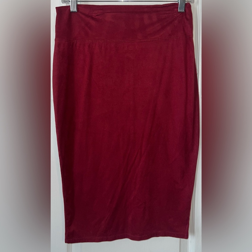 Derek Heart Red Faux Suede Stretch Pencil Skirt Size L
